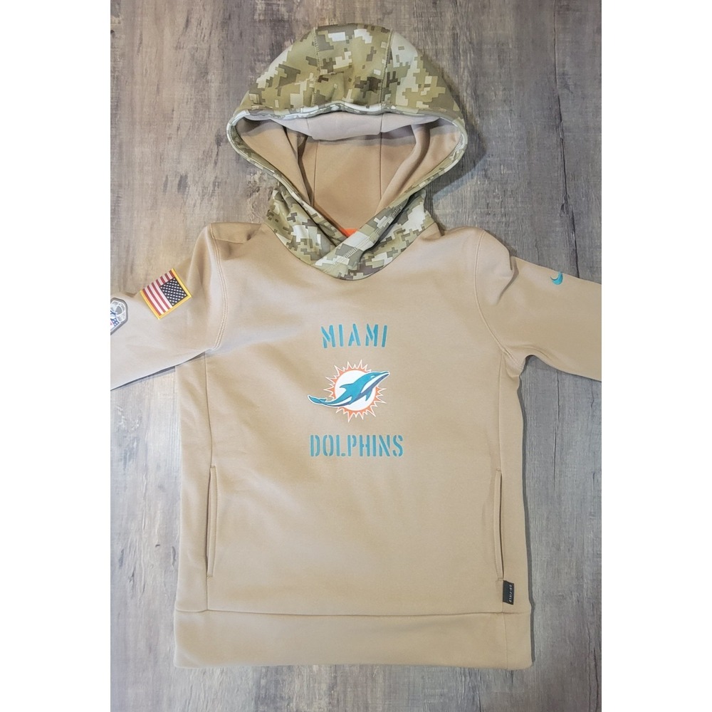 Miami Dolphins Salute To Service Nike Dri Fit On Field Hoodie Men's Small EUC